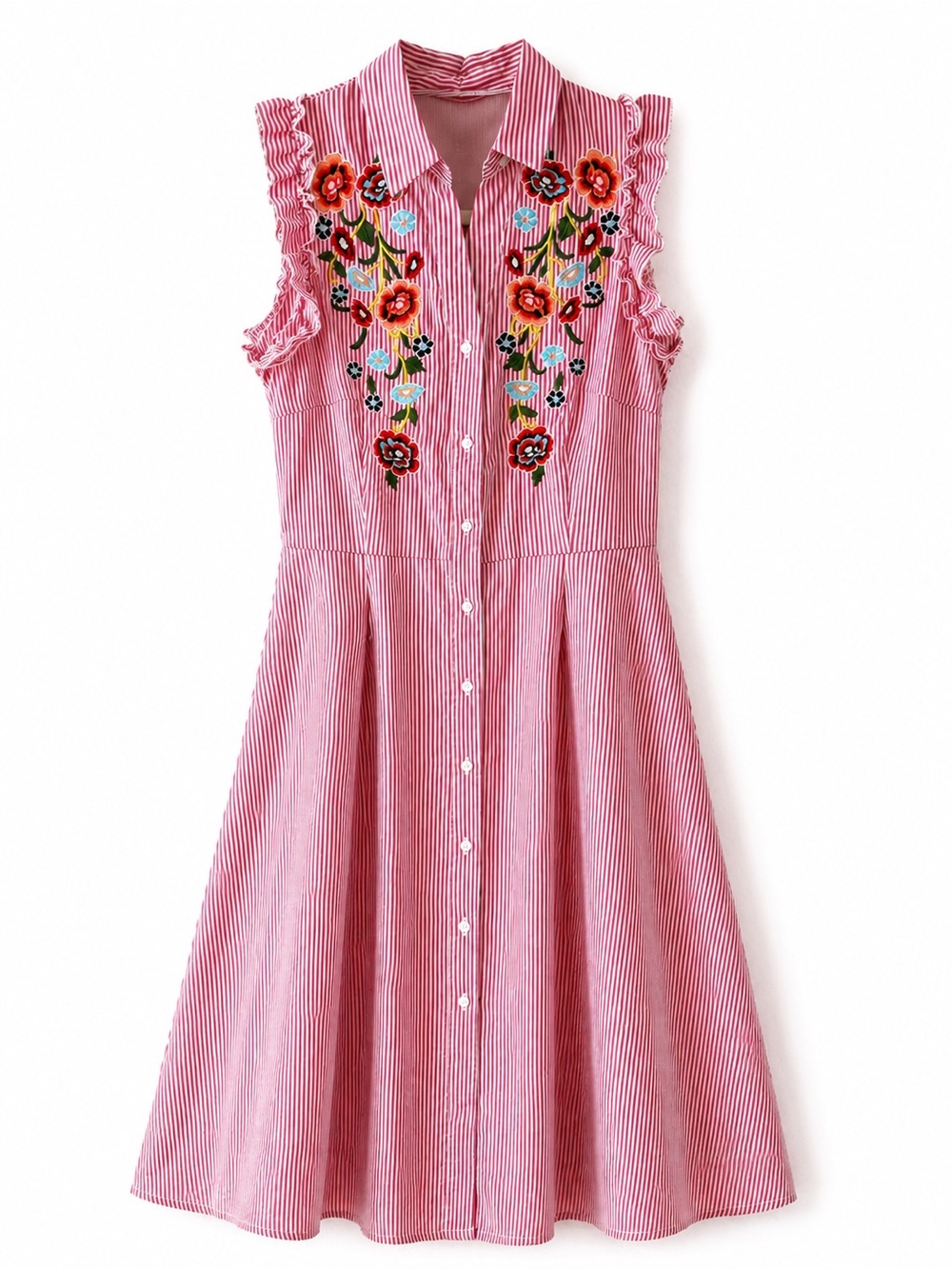 Lea & Viola sleeveless embroidered shirt dress S